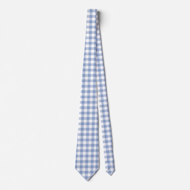 Überprüftes blaues Gingham-Classic-Muster Krawatte (Vorderseite)