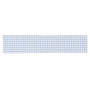 Überprüftes blaues Gingham-Classic-Muster Kurzer Tischläufer