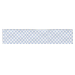 Überprüftes blaues Gingham-Classic-Muster Kurzer Tischläufer