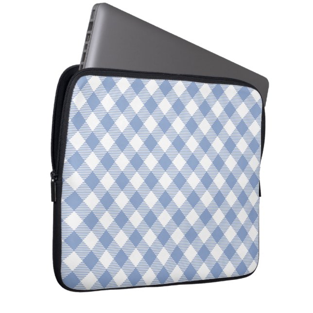 Überprüftes blaues Gingham-Classic-Muster Laptopschutzhülle (Vorne Rechts)