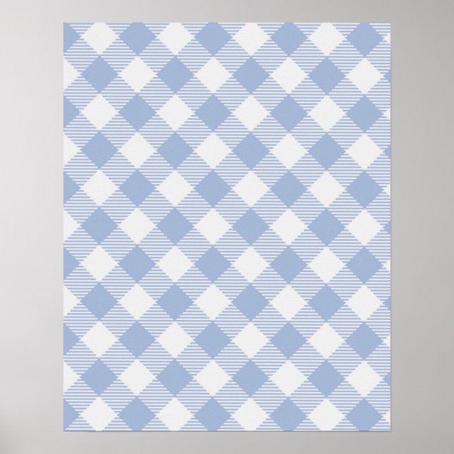 Überprüftes blaues Gingham-Classic-Muster Poster (Vorne)