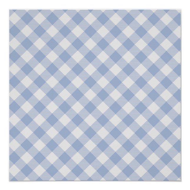 Überprüftes blaues Gingham-Classic-Muster Poster (Vorderseite)