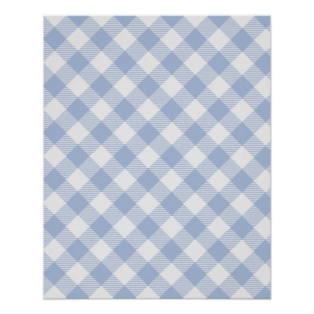 Überprüftes blaues Gingham-Classic-Muster Poster (Vorderseite)