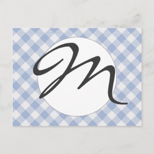 Überprüftes blaues Gingham-Classic-Muster Postkarte