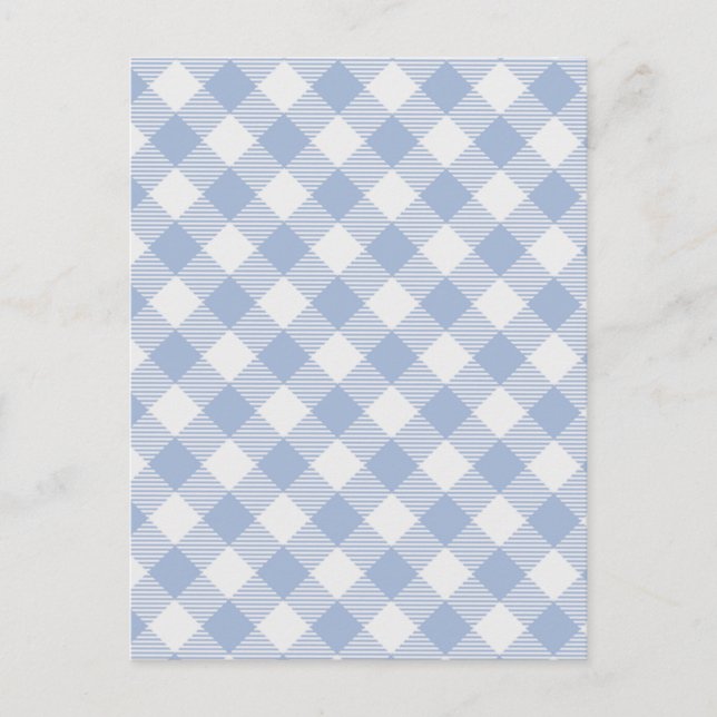 Überprüftes blaues Gingham-Classic-Muster Postkarte (Vorderseite)