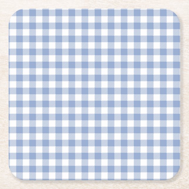 Überprüftes blaues Gingham-Classic-Muster Rechteckiger Pappuntersetzer (Vorderseite)