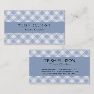 Überprüftes blaues Gingham-Classic-Muster Visitenkarte
