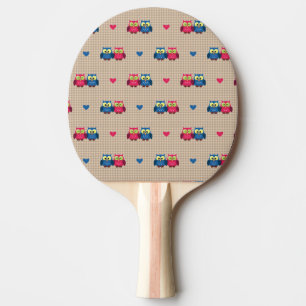 Überprüftes Muster mit Liebeeulen Tischtennis Schläger