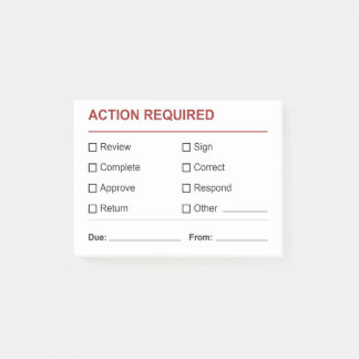 Überprüfung der Aktionsbedarf-Checkliste Post-it Klebezettel