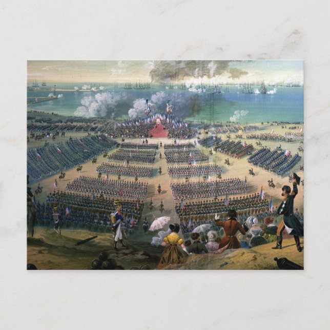 Überprüfung der Truppen Postkarte (Vorderseite)