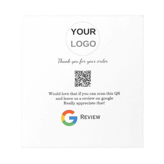 Überprüfung des Unternehmenslogos durch Google Prü Notizblock (Vorderseite)