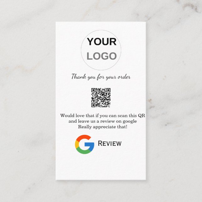 Überprüfung des Unternehmenslogos durch Google Prü Visitenkarte (Vorderseite)
