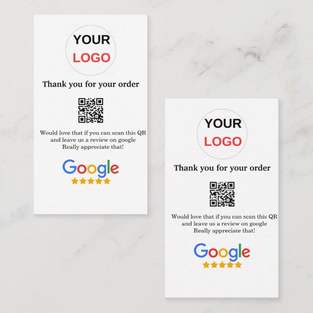 Überprüfung des Unternehmenslogos durch Google Prü Visitenkarte (Vorne/Hinten)