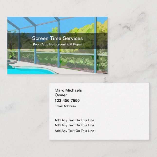 Überprüfung und Reparatur von Schwimmbecken Visitenkarte (Vorne/Hinten)