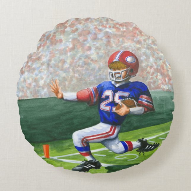 Überqueren der Ziellinie für einen Touchdown Rundes Kissen (Vorderseite)