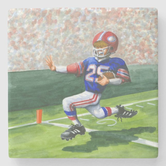 Überqueren der Ziellinie für einen Touchdown Steinuntersetzer (Vorderseite)