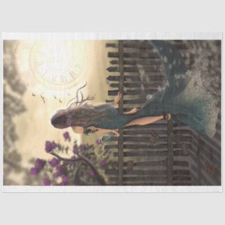 Überqueren, Vogelzaun-Uhr für Portrait Seidenpapier