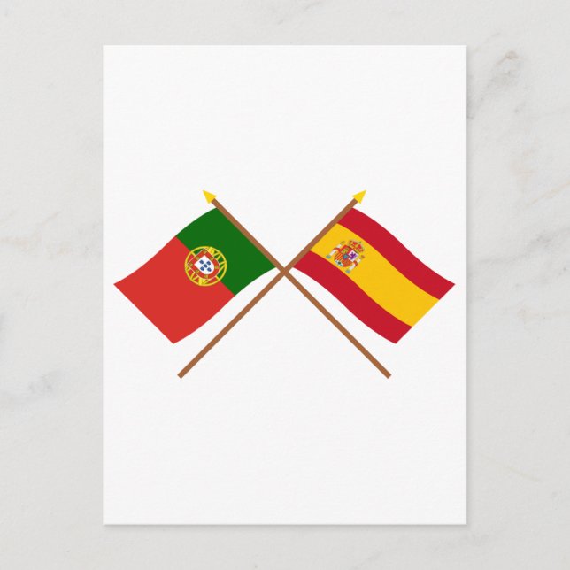 Überquerte Flaggen Portugals und Spaniens Postkarte (Vorderseite)