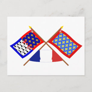 Überquerte Flaggen von Pays-de-la-Loire und Sarthe Postkarte