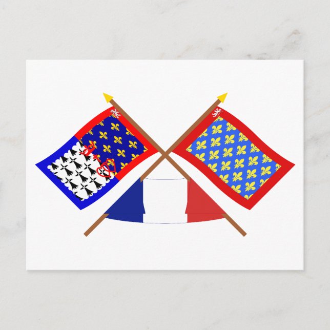 Überquerte Flaggen von Pays-de-la-Loire und Sarthe Postkarte (Vorderseite)