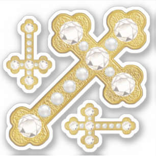 Überquerte Kreuze mit Imitaten Diamonds & Pearls - Aufkleber