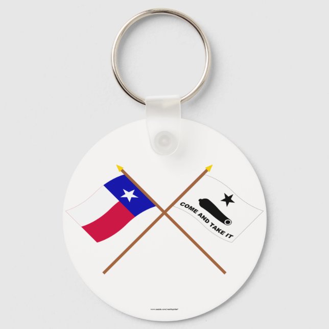 Überquerte Texas- und Gonzalflaggen Schlüsselanhänger (Vorderseite)