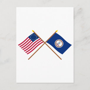 Überquerte US-13-Sterne- und Virginia-Staatsflagge Postkarte