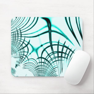 Überquerte Zyanspuren auf hellen Hintergrund Mousepad