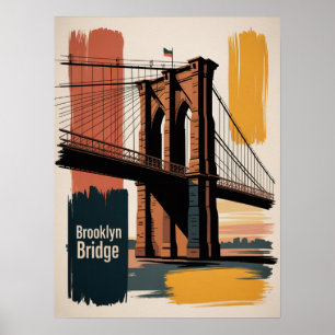 Überquerung der Brooklyn Bridge bei Sonnenuntergan Poster