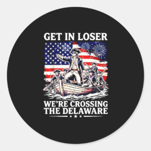 Überquerung des Delaware am 4. Juli Patriot Runder Aufkleber