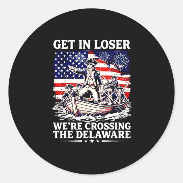 Überquerung des Delaware am 4. Juli Patriot Runder Aufkleber (Vorderseite)