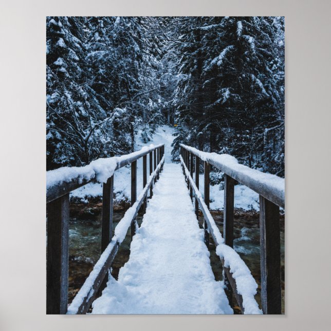Überquerung des Flusses im Winter Poster (Vorne)