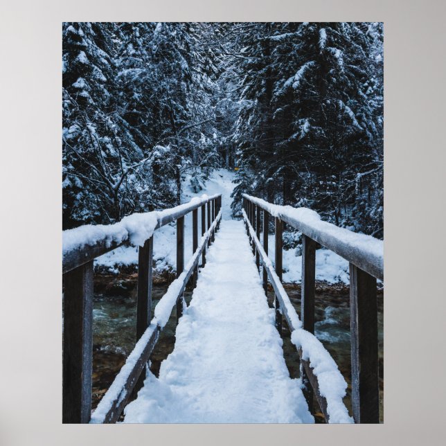 Überquerung des Flusses im Winter Poster (Vorne)