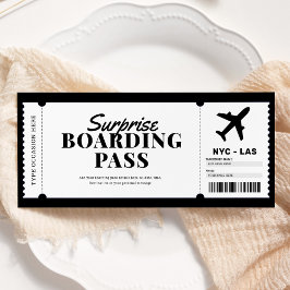 Überraschen Boarding Pass Flugzeug Geschenkkarte Einladung
