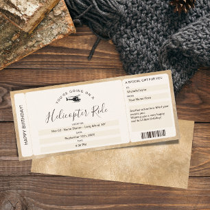 Überraschen Boarding Pass Ticket Hubschrauberfahrt Einladung