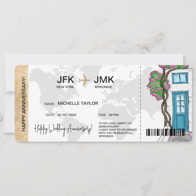 Überraschen Boarding Pass Ticket Zielort Griechenl Einladung (Vorderseite)