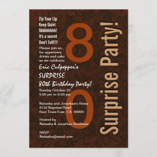 ÜBERRASCHEN Sie 80. Geburtstag modernes Brown Einladung