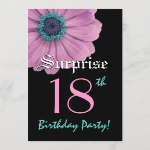 ÜBERRASCHENDE 18. Geburtstagsvorlage Rosa Daisy Einladung