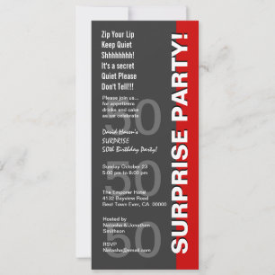 ÜBERRASCHENDE 50. Geburtstagsparty Modernes Grau R Einladung