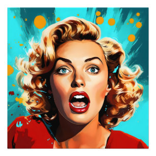 Überraschende Blonde Pop Art Fotodruck