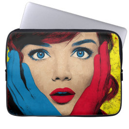 Überraschende Frau in Pop Art Laptopschutzhülle