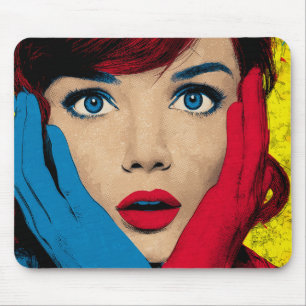 Überraschende Frau in Pop Art Mousepad
