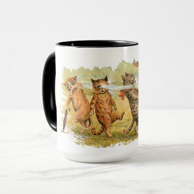 Überraschende Katzen Louis Wain Tasse (Vorderseite Links)