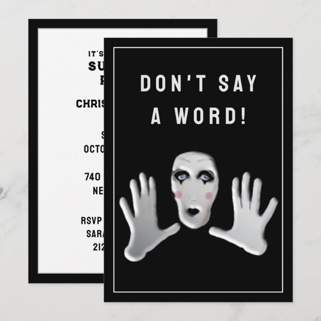 Überraschende Party Einladung (Vorne/Hinten)