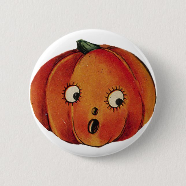 Überraschender Halloween-Kürbis Button (Vorderseite)