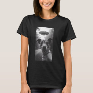 Überraschender Hund Selfie mit Alien UFO Funny Dog T-Shirt