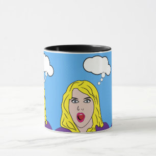 Überraschender Pop Art Retro Frau Tasse