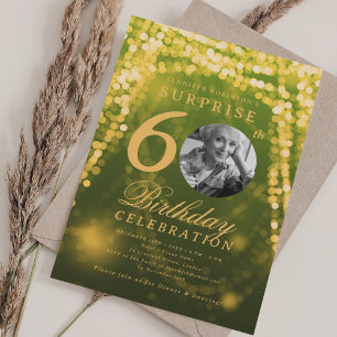 ÜBERRASCHENDES Foto 60. Geburtstag Grüne goldene L Einladung