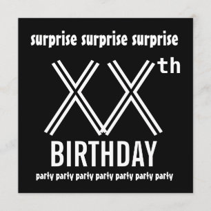 ÜBERRASCHENDES Geburtstagsparty Custom Year Schwar Einladung