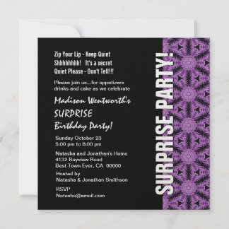 ÜBERRASCHENDES JAHR Geburtstag Modernes Schwarzes Einladung